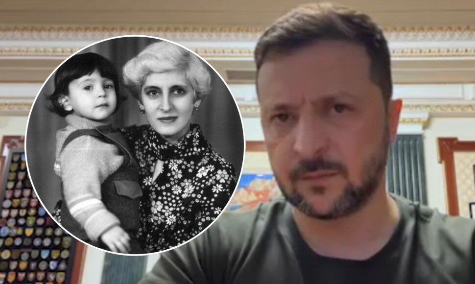 Volodymyras Zelenskis ir jo mama Rima