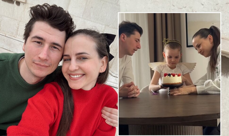 Roberta Orlauskaitė su vyru Gediminu ir dukra Elze