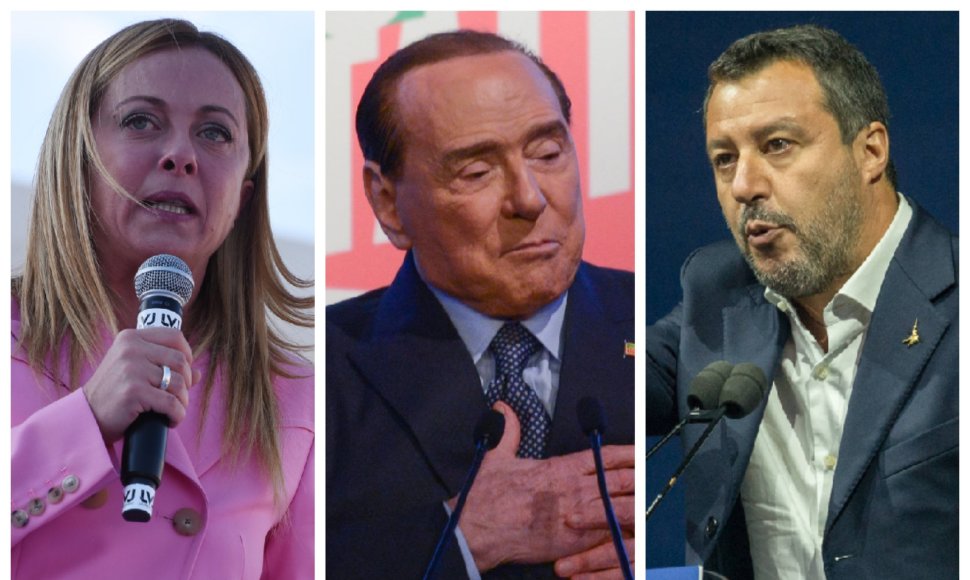 Giorgia Meloni, Silvio Berlusconi ir Matteo Salvini