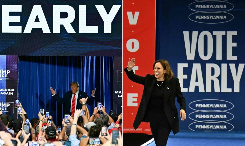 Donaldas Trumpas ir Kamala Harris / CHANDAN KHANNA ANGELA WEISS / AFP