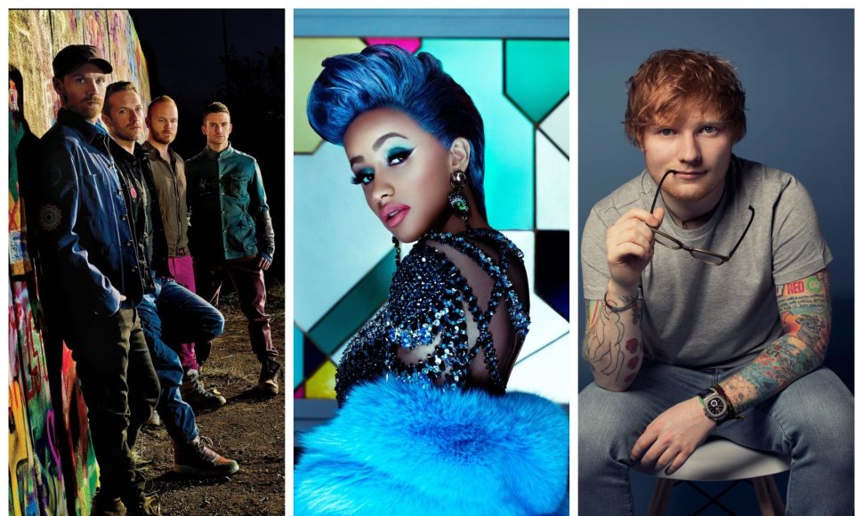„Coldplay“, Nicki Minaj ir Edas Sheeranas