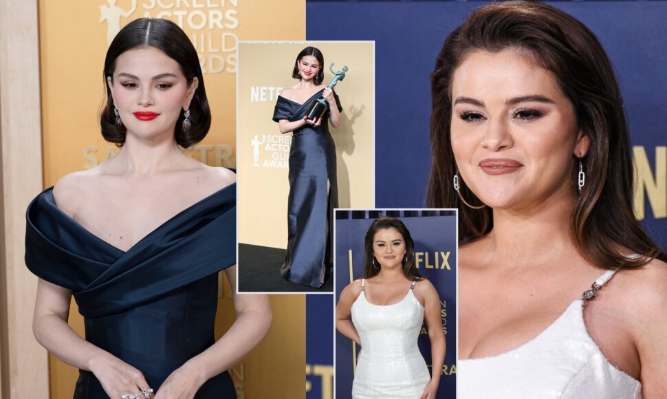 Selena Gomez 2025 m. (kairėje) ir 2024 m. (de&scaron;inėje)