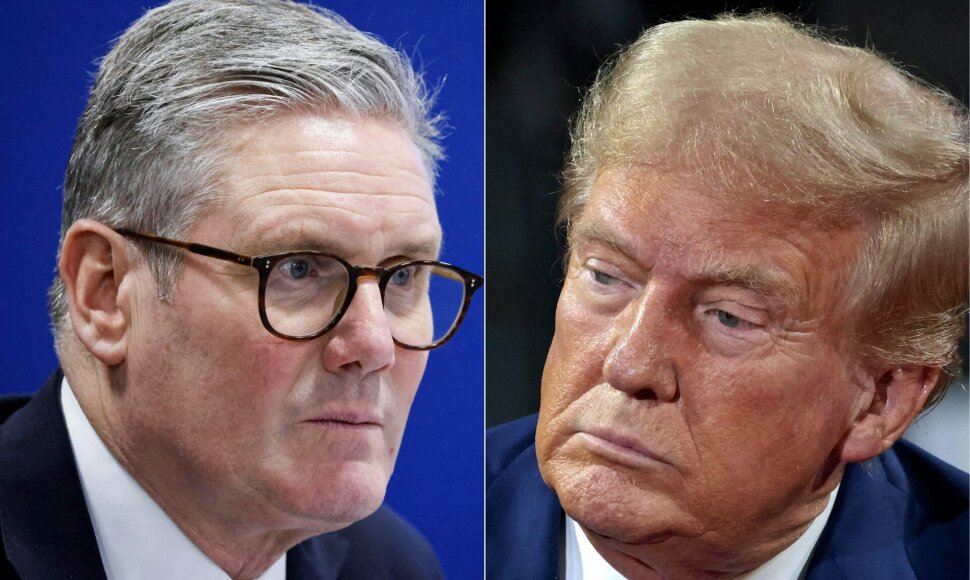 Britų ministras pirmininkas Keiras Starmeris ir i&scaron;rinktasis JAV prezidentas Donaldas Trumpas / LUDOVIC MARIN JEFF KOWALSKY / AFP