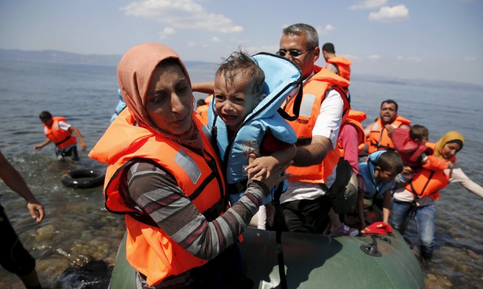 Rugpjūčio 23 diena. Pabėgėliai iš Sirijos, išsilaipinę Graikijos saloje
