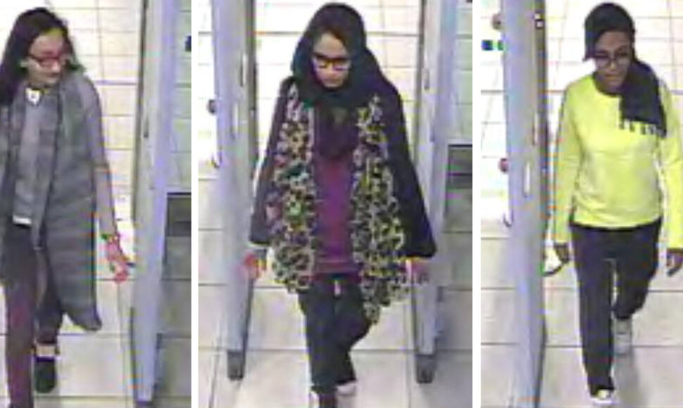 Dingusios moksleivės: Kadiza Sultana (16), Shamima Begum (15) ir Amira Abase (15)