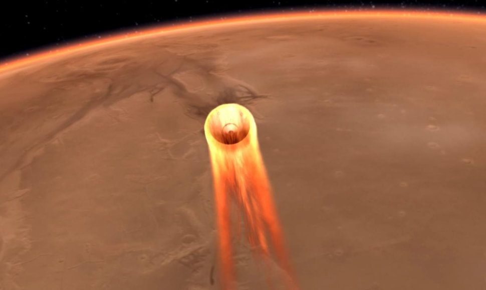 Taip įsivaizduojamas zondo „Insight“ nusileidimas Marse