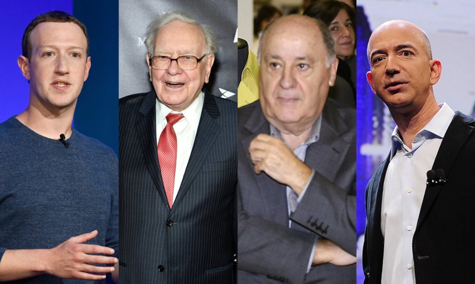 Markas Zuckerbergas, Warrenas Buffettas, Amancio Ortega, Jeffas Bezosas