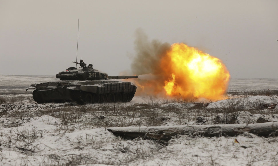 Rusijos tankų pratybos Rostovo regione