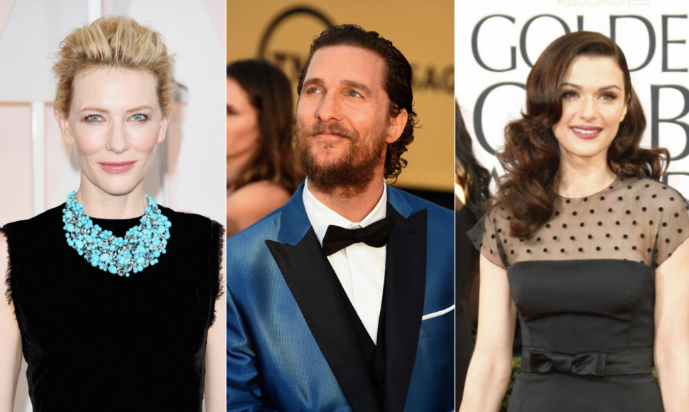 Cate Blanchett, Matthew McConaughey ir Rachel Weisz