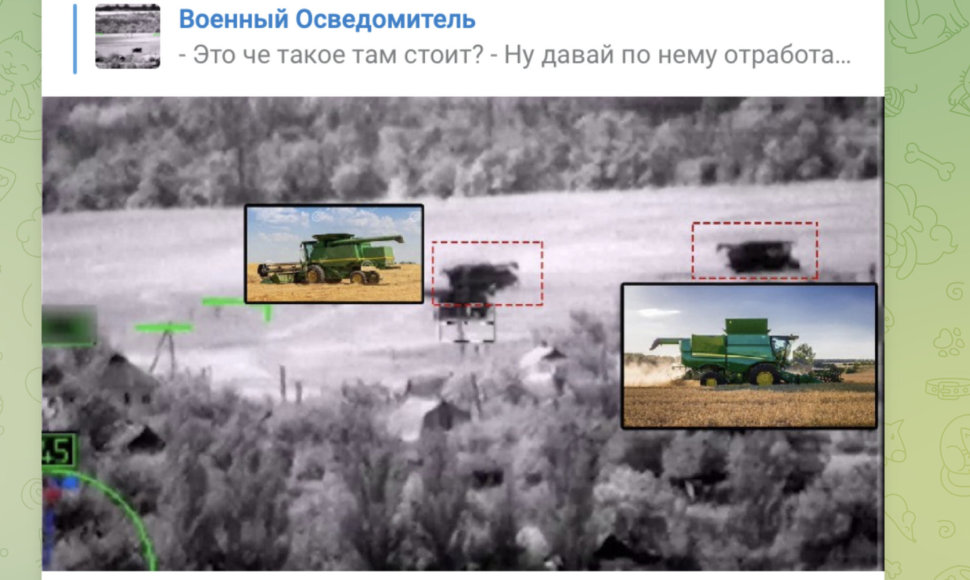 Kad Rusijos karinė vadovybė, girdamasi sunaikintais Ukrainos tankais, parodė ataką prieš kombainą, demaskavo patys jos propagandos skelbėjai
