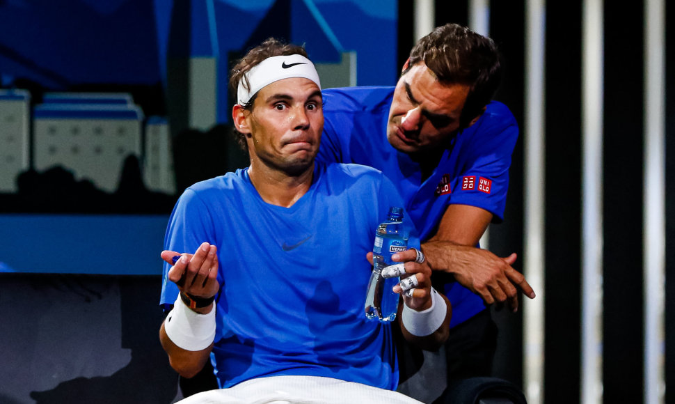 Rafaelis Nadalis ir Rogeris Federeris „Laver Cup“ turnyre 2019 metais