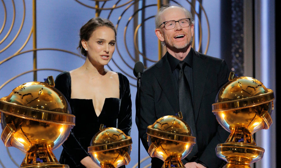 Natalie Portman ir Ronas Howardas „Auksinių gaublių“ apdovanojimų ceremonijoje