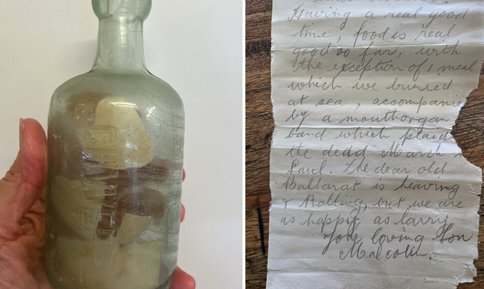 Australijoje rastas butelis su Pirmojo pasaulinio karo karių lai&scaron;kais