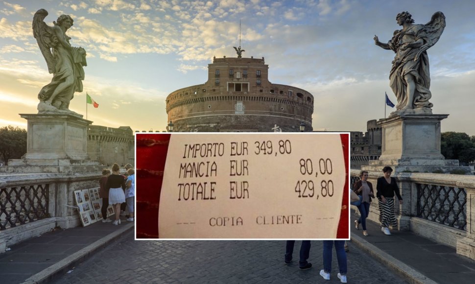 Turistams Romoje už žuvį ir spagečius pateikta 430 Eur sąskaita