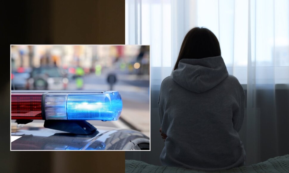 Iliustratyvi nuotrauka: moteris, policijos &scaron;vyturėliai