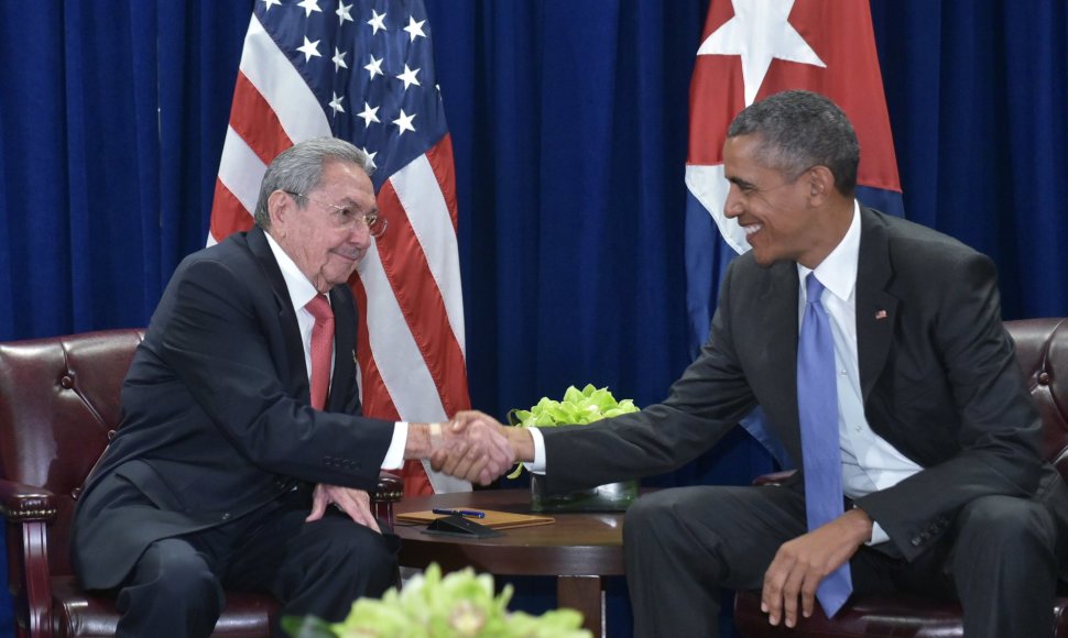 Raulis Castro ir Barackas Obama