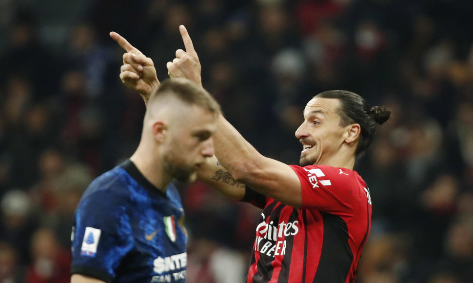 Zlatanas Ibrahimovičius ir jo atstovaujamas „Milan“ sužaidė 1:1 su Milano „Inter“.