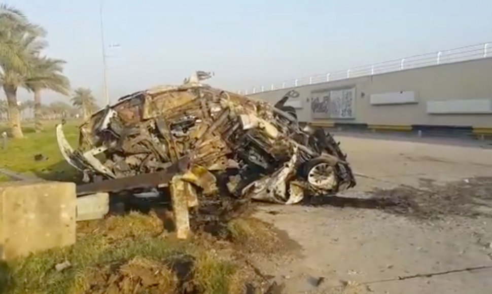 Mašina, kuria važiavo ir kurioje žuvo Qasemas Soleimani