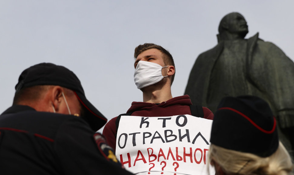 Vienišas protestuotojas Maskvoje