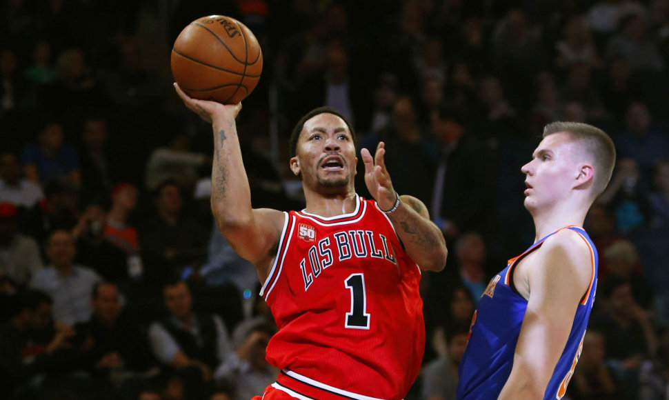 Derrickas Rose'as ir Kristapas Porzingis