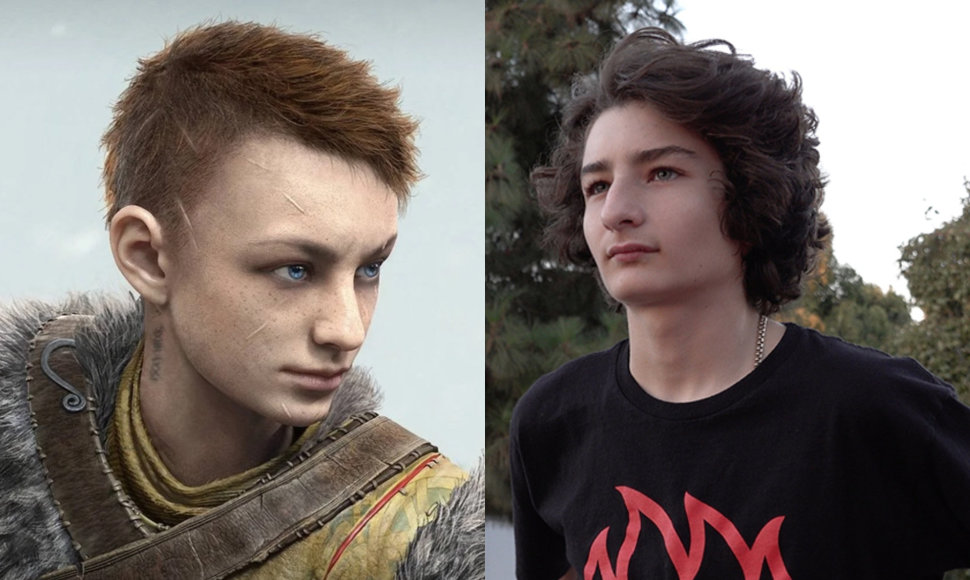 Sunny Suljic ir jo personažas žaidime „God of War“