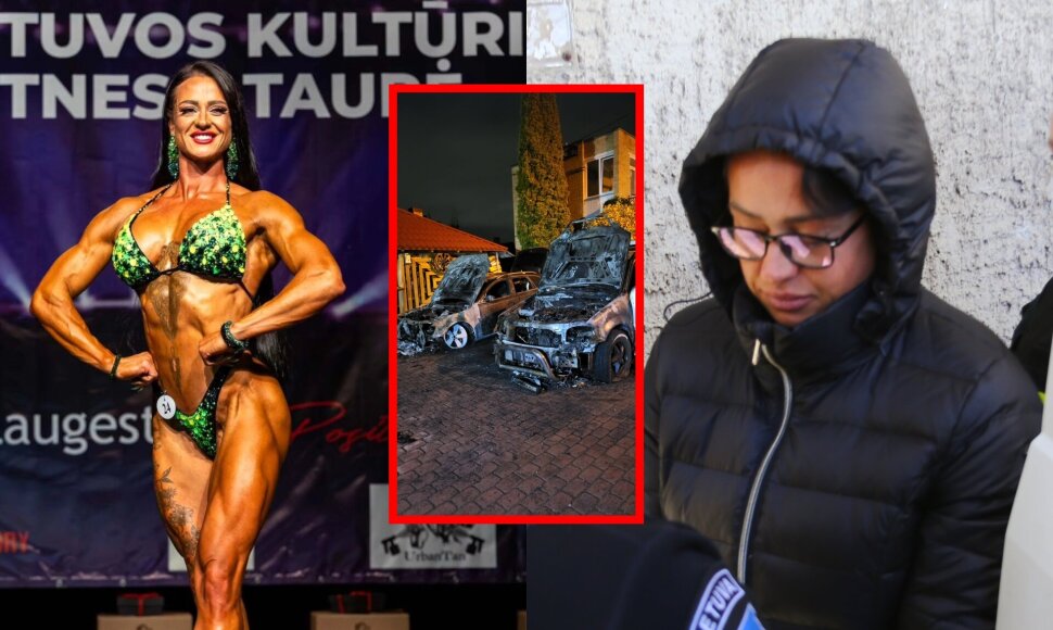 Justina Gaigalaitė, sudegę Manto Sadausko &scaron;eimos automobiliai
