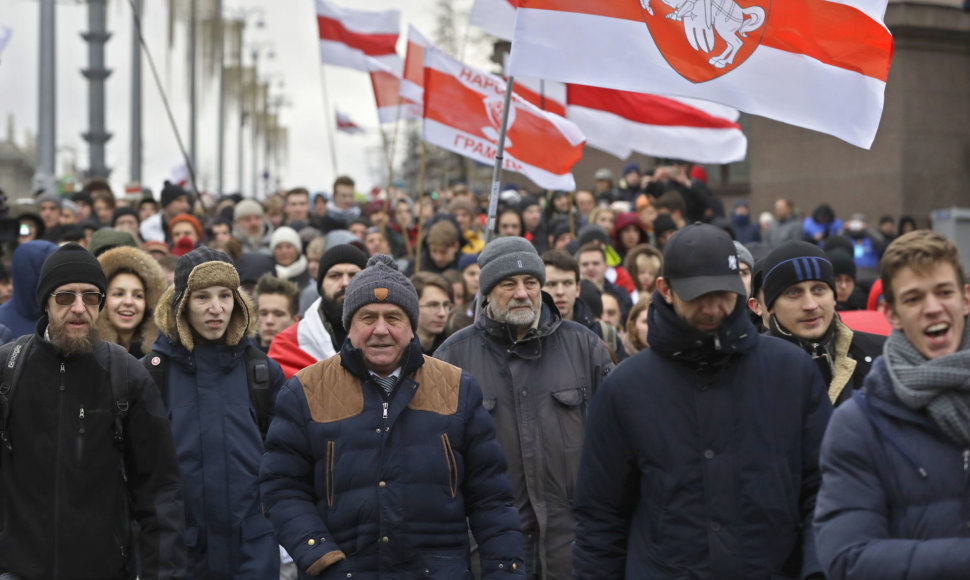 Minske surengta antroji per savaitgalį integracijos su Rusija priešininkų protesto akcija.