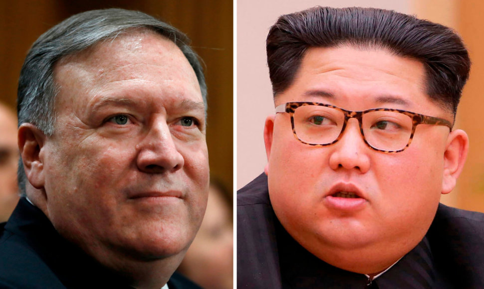 Mike'as Pompeo ir Kim Jong Unas