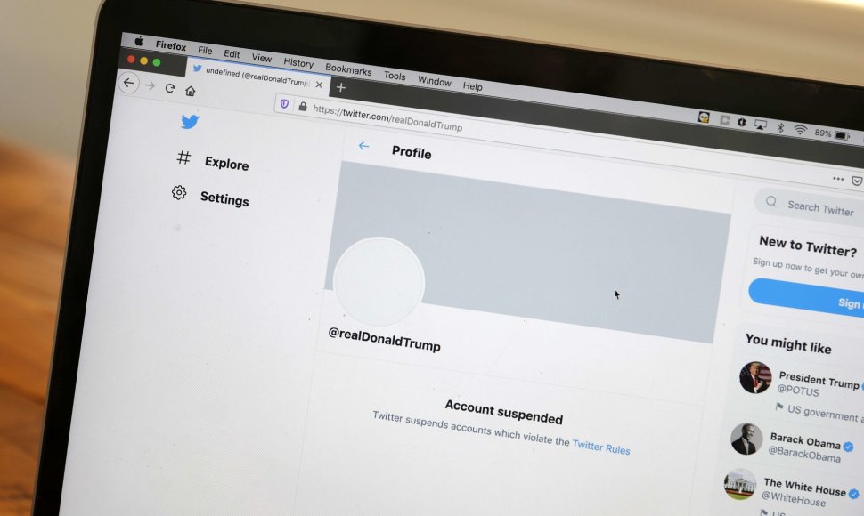 Donaldo Trumpo „Twitter“ paskyra buvo užblokuota