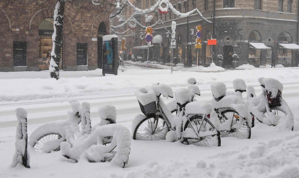 Stokholme – lapkričiui rekordinis kiekis sniego
