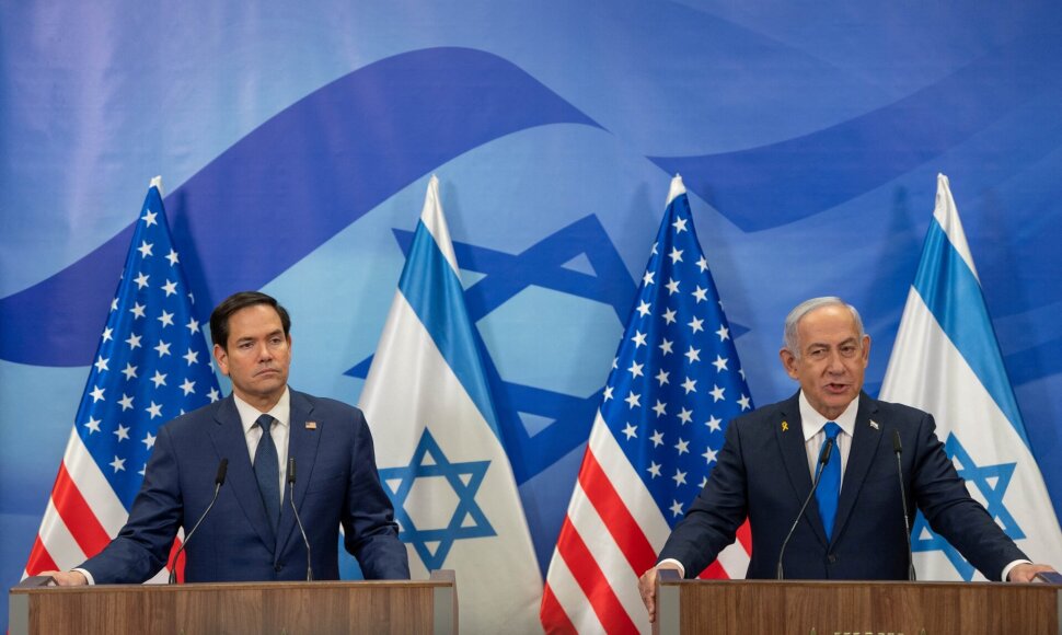 Marco Rubio ir Benjaminas Netanyahu / Ohad Zwigenberg / via REUTERS