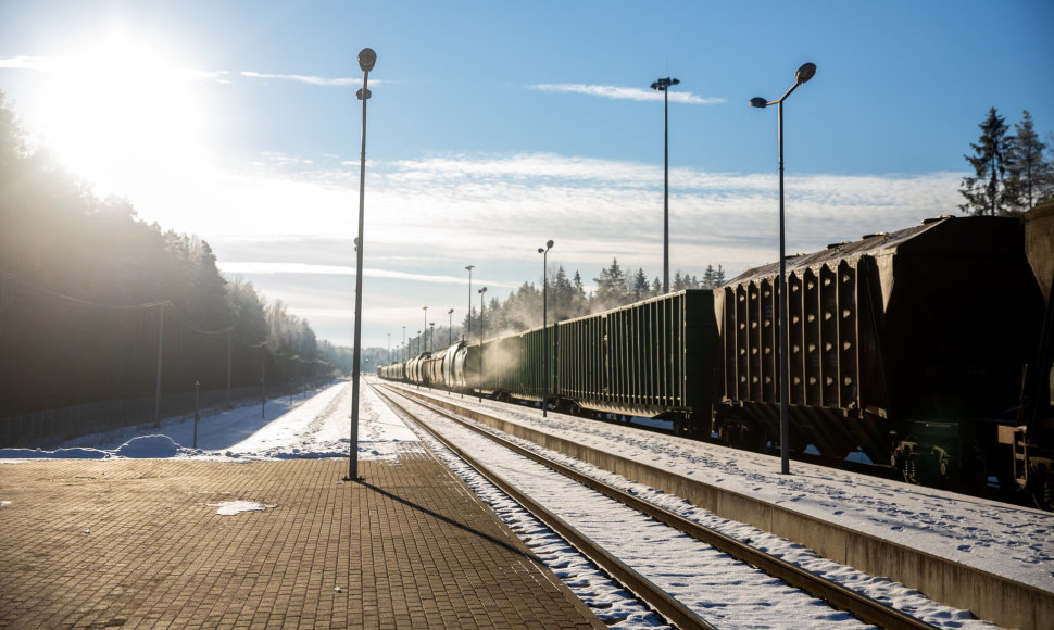 Stasylų geležinkelio pasienio kontrolės punkte tikrinami „Belaruskalij“ vagonai