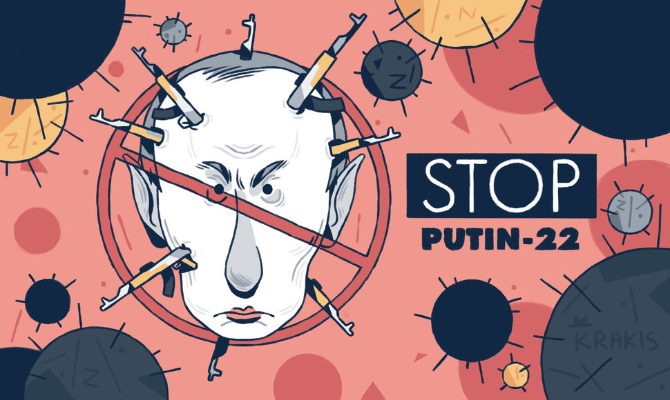 Karikatūra „Stop Putin“. Karikatūros autorius Ignas Krakys, idėjos autorius Andrius Zimaitis