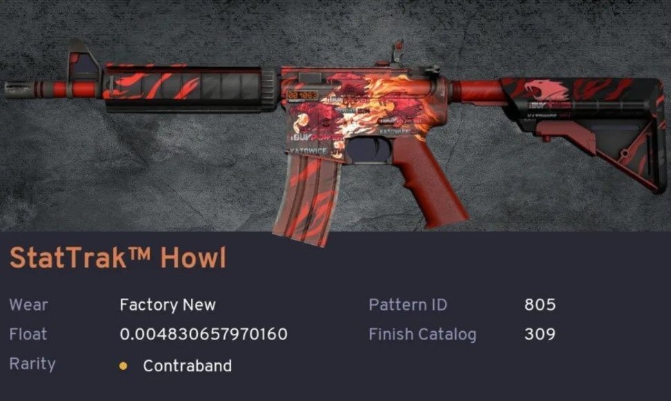 „M4A4 | Howl“ „skinas“