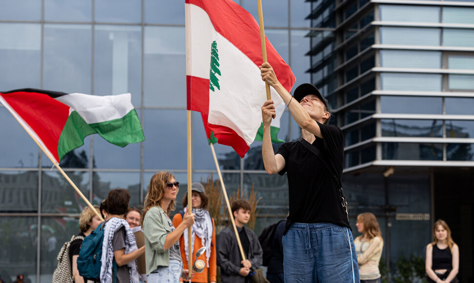 Demonstracija prie&scaron; badą Gazoje