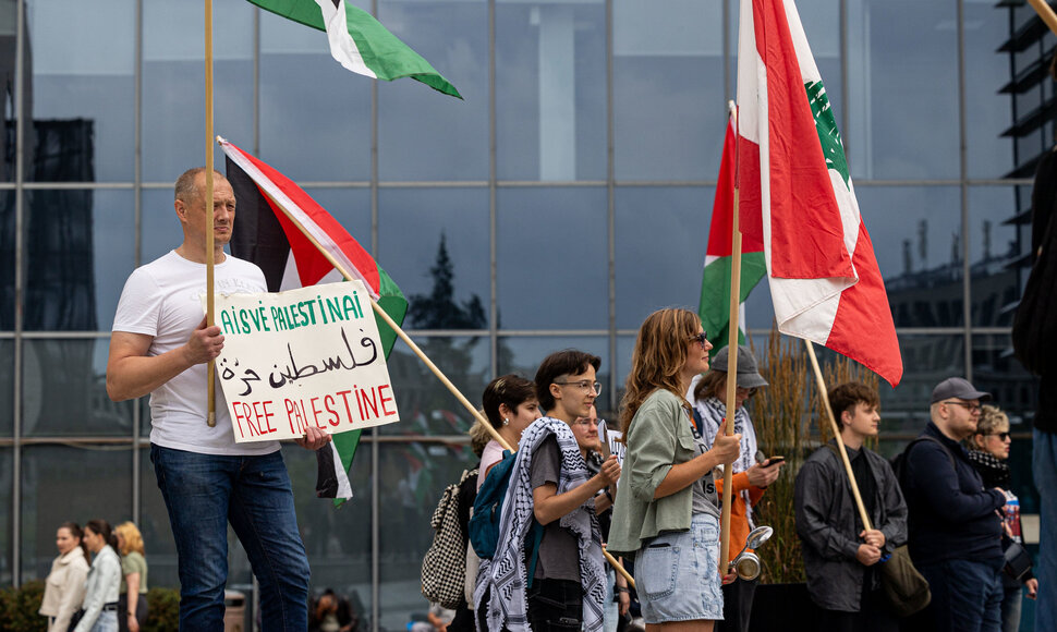 Demonstracija prie&scaron; badą Gazoje