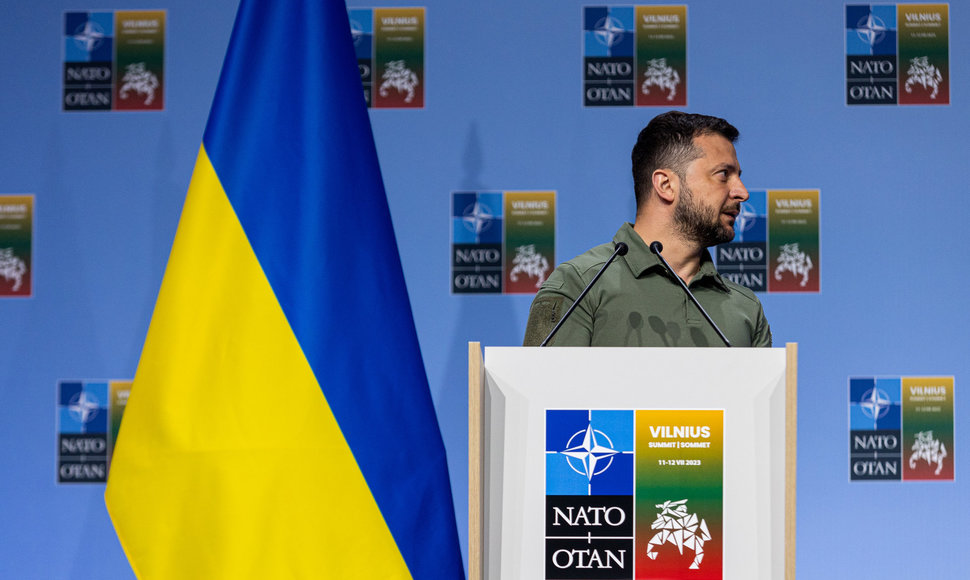 Volodymyro Zelenskio spaudos konferencija NATO viršūnių susitikime Vilniuje