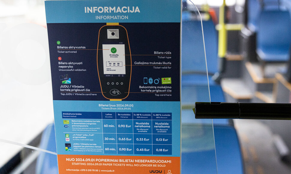 Vilniaus vie&scaron;ojo transporto bilietų kainos