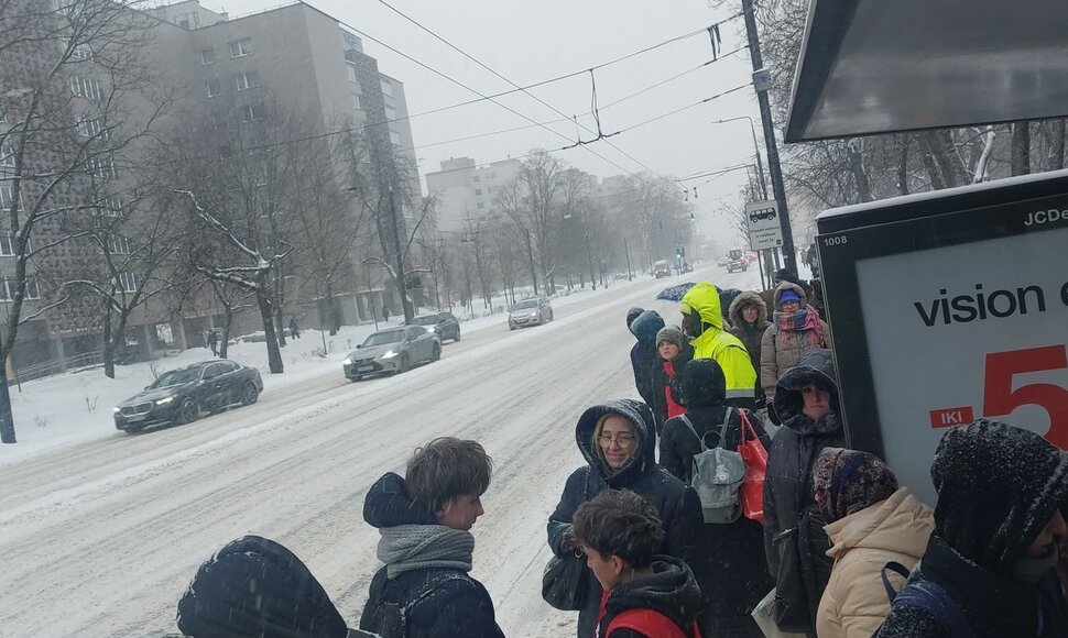 Snygis Vilniuje paralyžavo vie&scaron;ąjį transportą