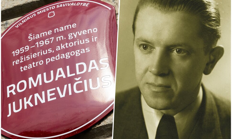 Romualdui Juknevičiui skirta memorialinė lenta ir režisieriaus portretas