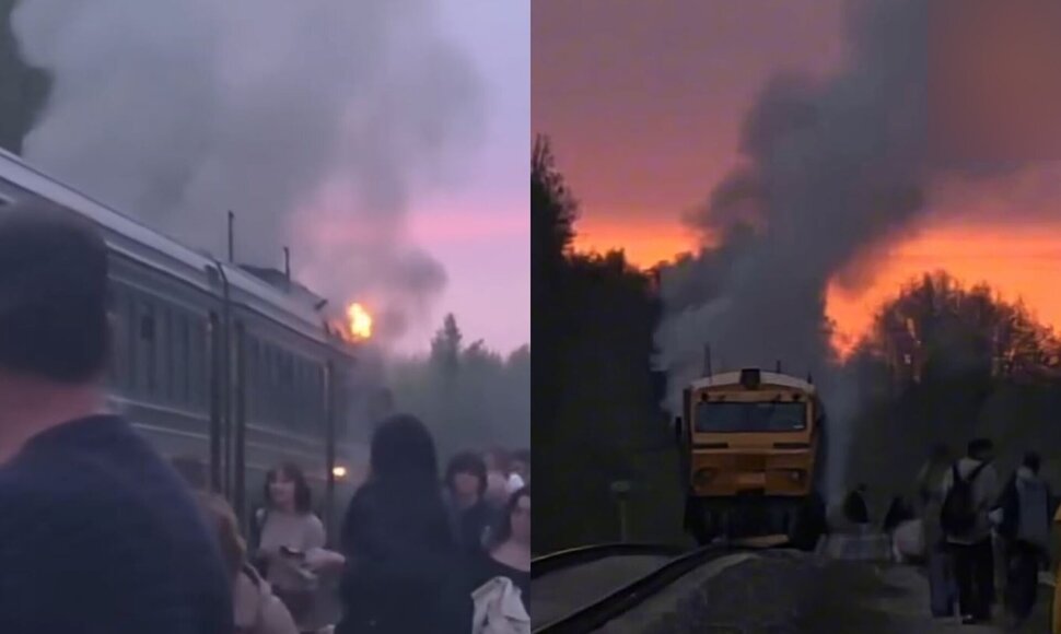Užsidegė traukinys Latvijoje