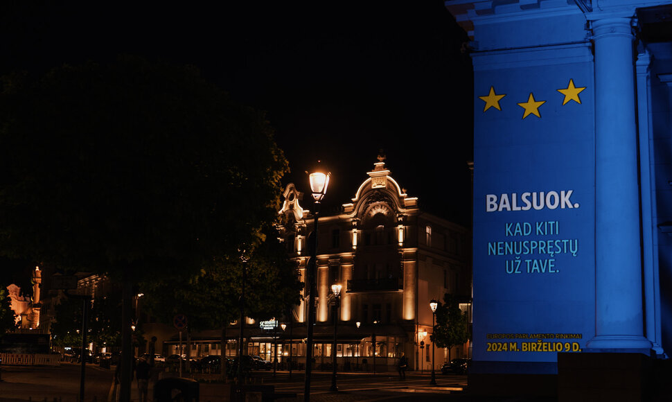 Vilniaus rotu&scaron;ė nu&scaron;vito ES spalvomis ir raginimu dalyvauti EP rinkimuose