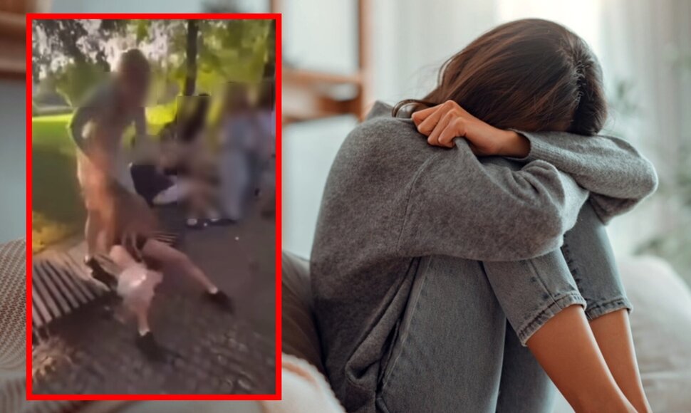 Išpuolis ir prislėgta mergina ( asociatyvi nuotrauka )