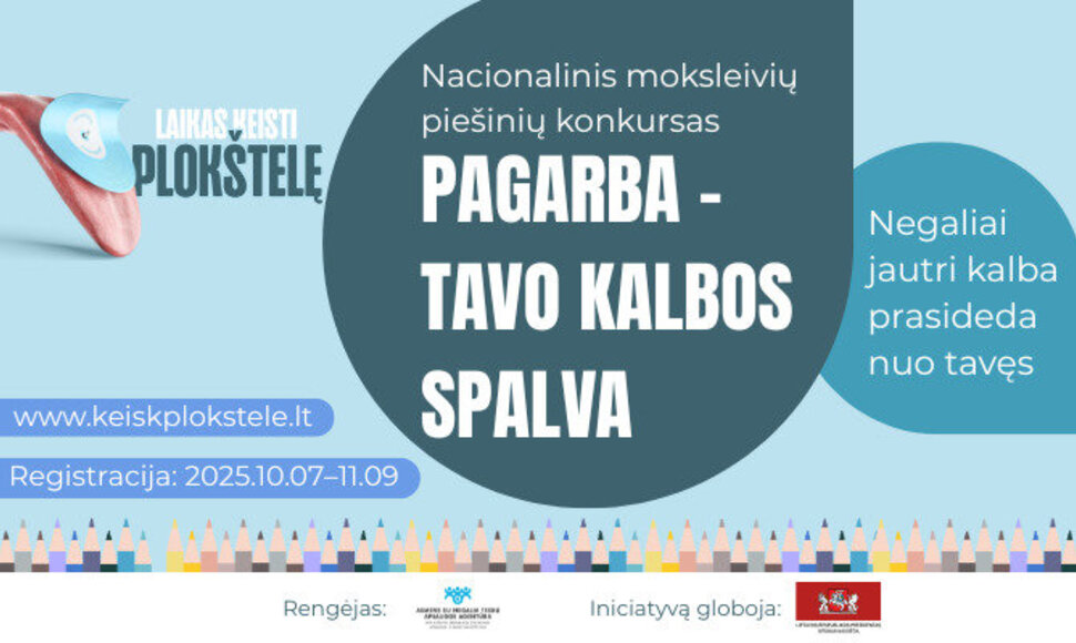 Prasideda moksleivių pie&scaron;inių konkursas, per pagarbą kalboje keičiantis požiūrį į negalią