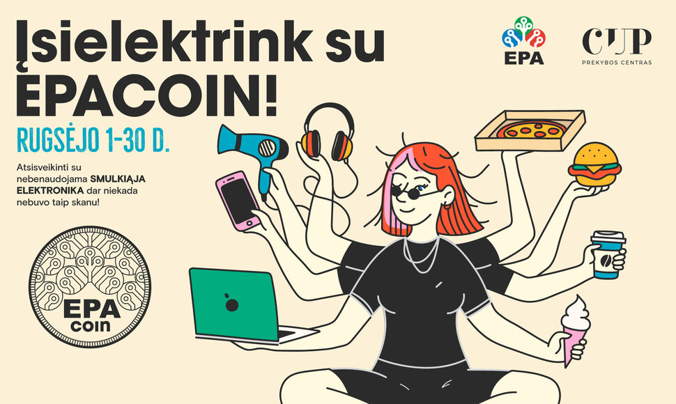 Rudens pradžia su „EPAcoin“ prekybos centre CUP: elektronikos atliekas keisk į malonias akimirkas