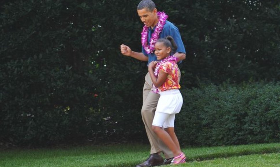 Barackas Obama ir dukra Sasha