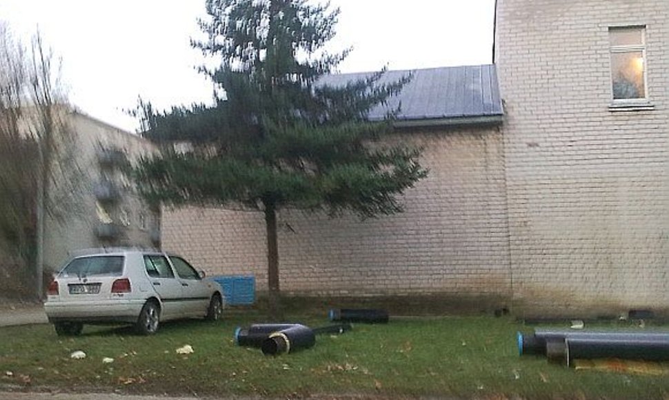 Fotopolicija: automobilis Širvintose ant žolytės.
