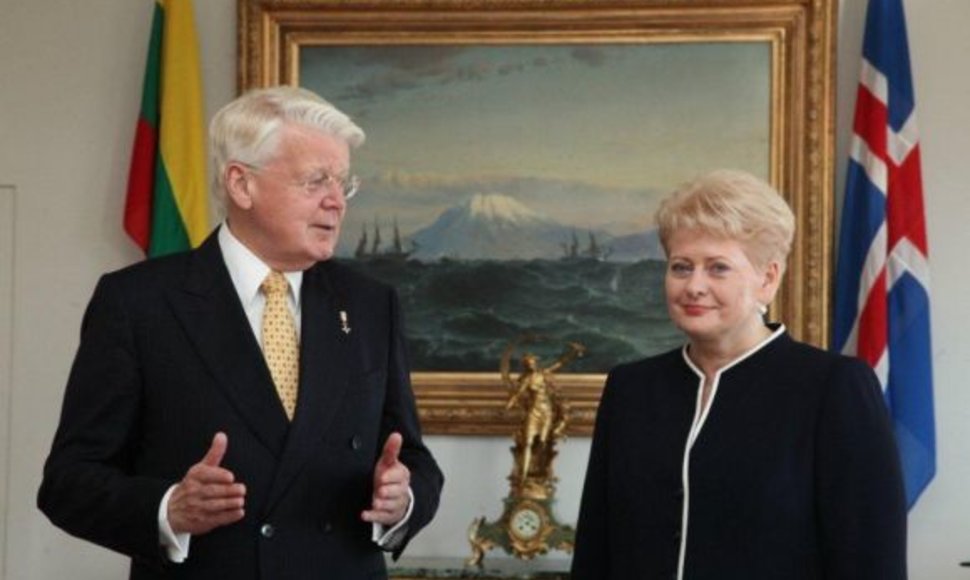 Islandijos Prezidentas Ólafuras Ragnaras Grímssonas ir Dalia Grybauskaitė 