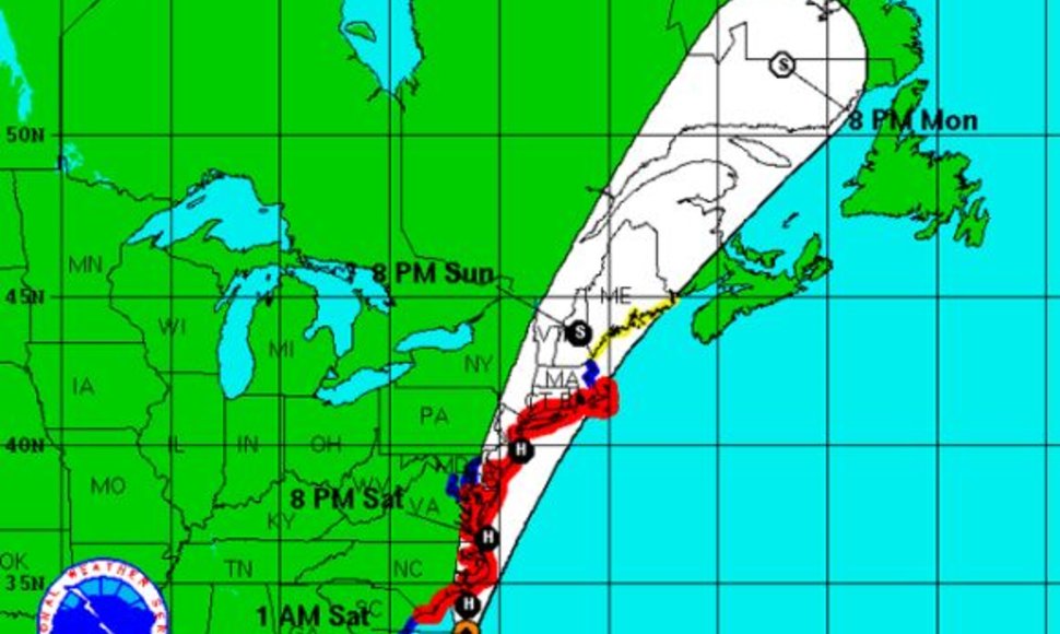 Uraganas Irena artėja prie JAV krantų
