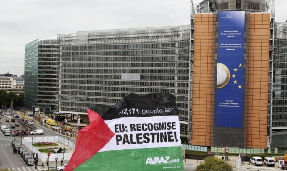 Palestinos vėliava Briuselyje